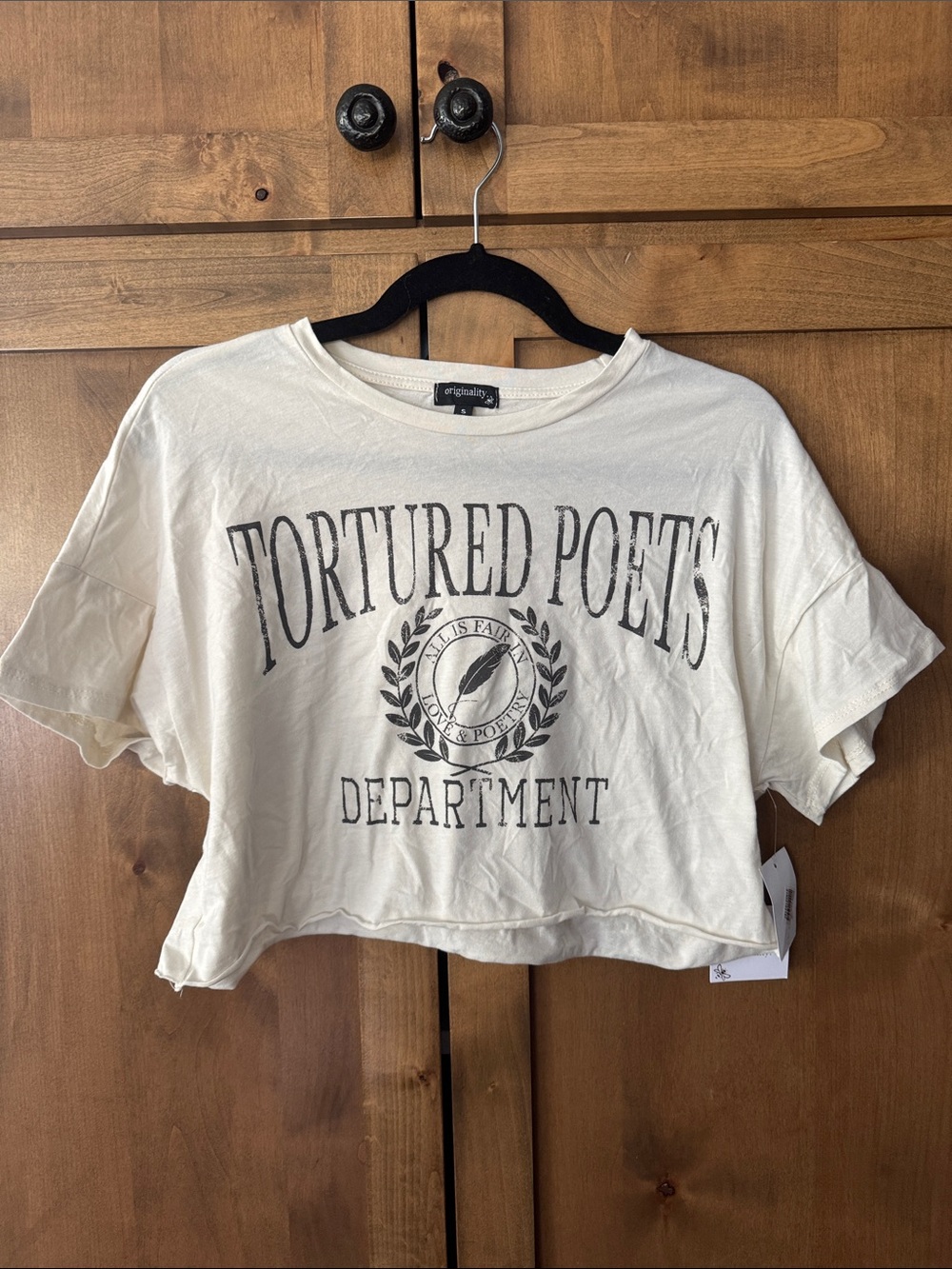 Tortured Poets Department Cropped Tee - ivory NWT Size small Taylor swift